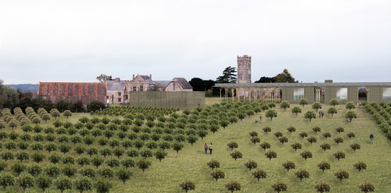 View of Community Building from Orchard